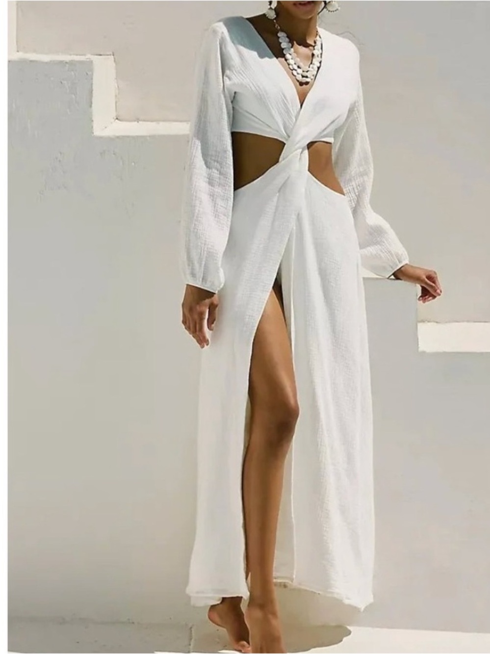 Peixoto White Twist Cutout Maxi Dress NWT size Large